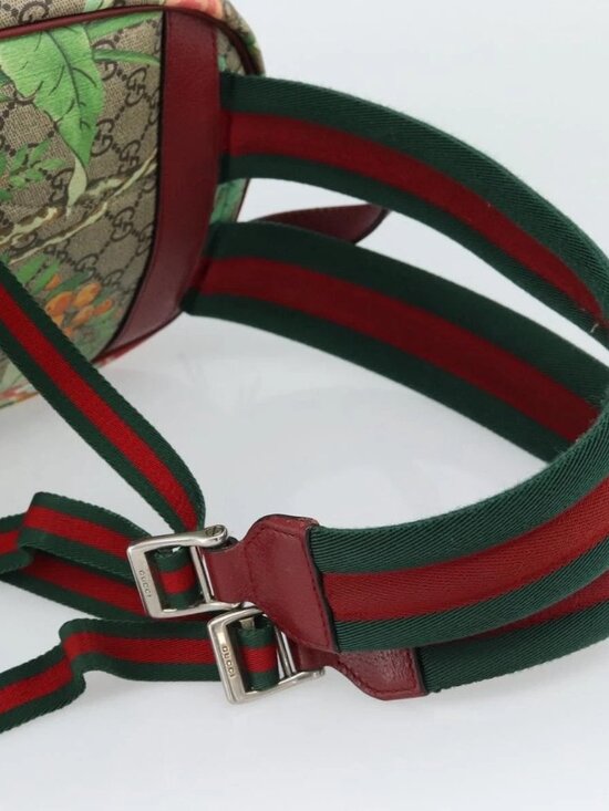 GUCCI GG Supreme Web Sherry Line Tian Backpack PVC Beige 427042 Auth main image 10